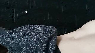 a very horny stud caresses his lollipop near the fireplace