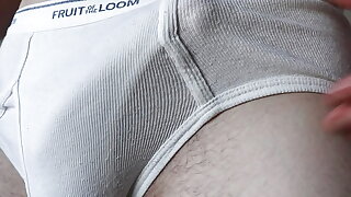 Elder step bro gets a boner in his tighty whities