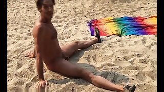 Beach Spy Flick Clamps of Fellows Nude in Public