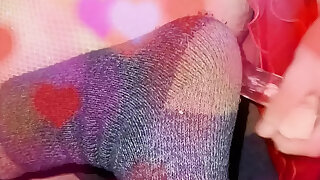 twink in red sundress rams fake penis up his ass