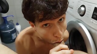 Youthful Twink Decides To Take Married Mans Huge Cum shot On A Bathroom Floor While The Wifey Is Away
