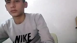 Turkish uber-cute guy shoots a load on web cam thick firm rod lush arse