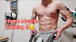 Naked Muscle Training Japanese Guy I am Hukkinkun !!