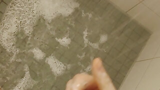 White Young Skinny Boy Under the Douche Pee and Jizz