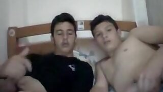 Greek lovely pals jack together on web cam super-cute meatpipes