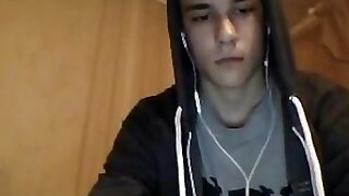 Latvia uber-cute man with ample beef whistle spunks on web cam