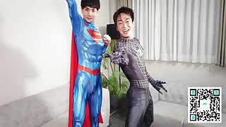 X Superman Sexy Costume Roleplay With Spider Dude